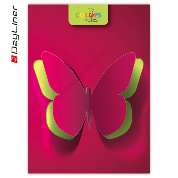 Határidőnapló és jegyzet Colors A5 vonalas, fehér lapokkal Butterfly Dayliner 2027.