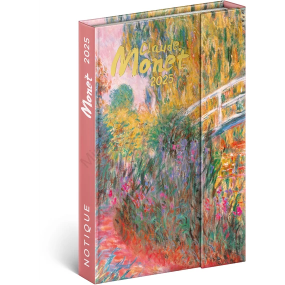 Határidőnapló mágnessel záródó, krémszínű lapokkal Claude Monet 110×160 mm, Presco
