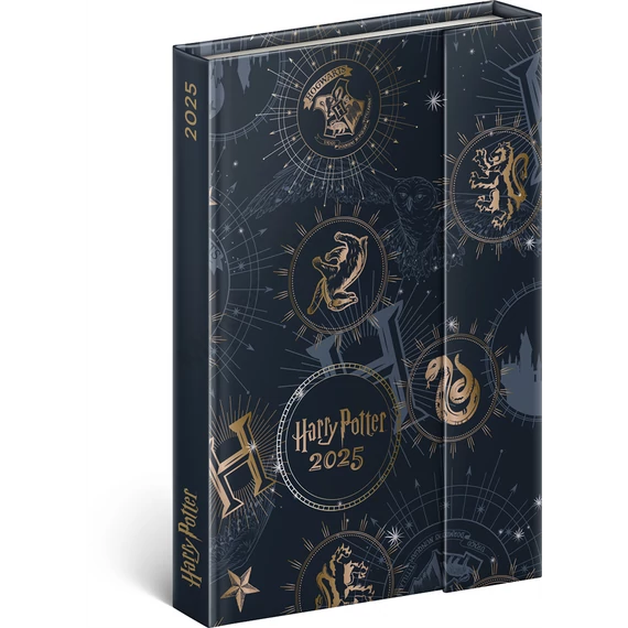 Határidőnapló mágnessel záródó, krémszínű lapokkal Harry Potter-Lumos 110×160 mm, Presco