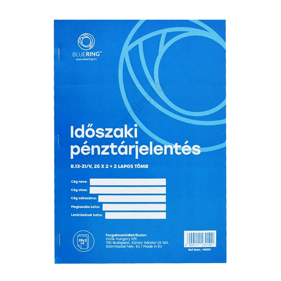 Időszaki pénztárjelentés A/4 álló 25x2+2lapos b.13-21/VX Bluering®