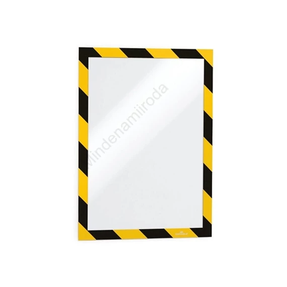 Infókeret A4, öntapadó mágneses záródás 2 db/csomag, Durable Duraframe® Security, sárga/fekete