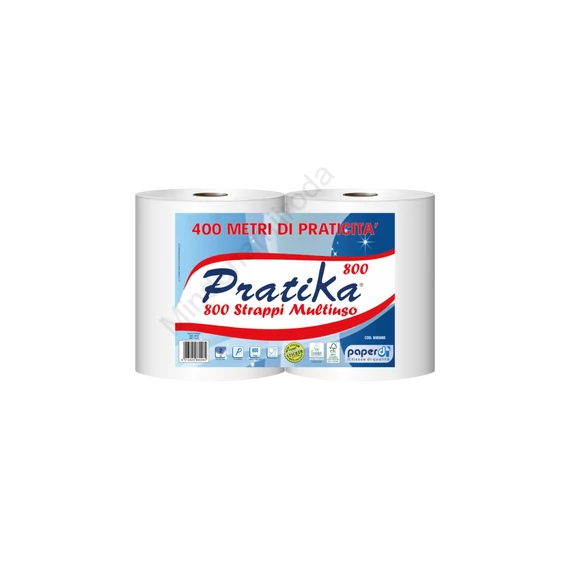 Ipari törlő 2 rétegű tekercses átmérő: 26 cm 800 lap/tek 2 tekercs/karton Paperdi Pratika 800_BI8S800