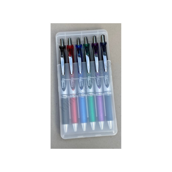 Írószertartó asztali műanyag 6db-os készlet BL77 toll, Pentel 6 klf. szín