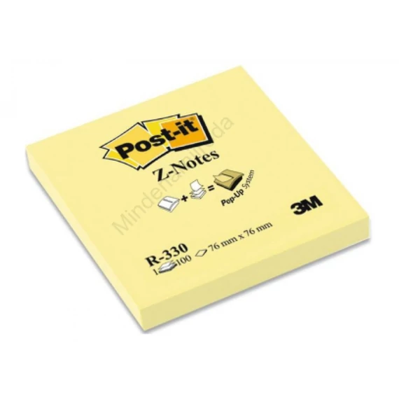 Jegyzettömb öntapadó, 76x76mm, 100lap, `Z` 3M R-330 Post-It, sárga