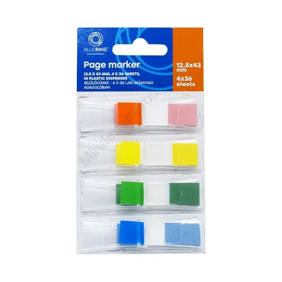 Jelölőcímke 12,5x43mm, 4x36lap, műanyag adagolóban Bluering®