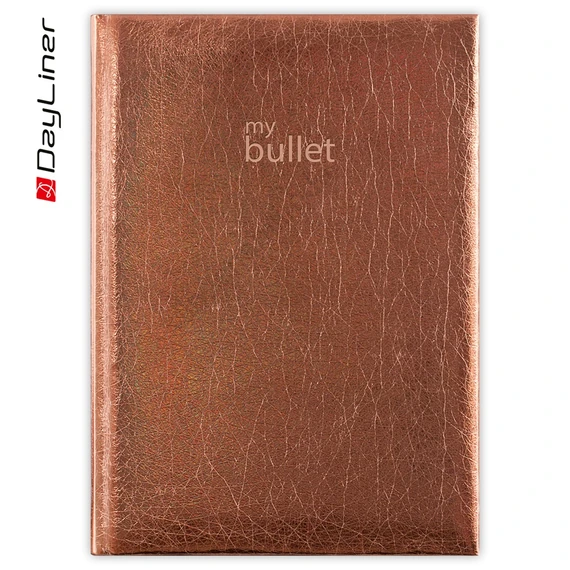 Keménytáblás notesz pontozott vonalozással Mirror A5 Bullet, fehér lapokkal bronz Dayliner 2027.