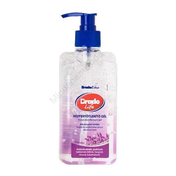 Kéz- és bőrfertőtlenítő gél pumpás 500 ml Bradolife levendula