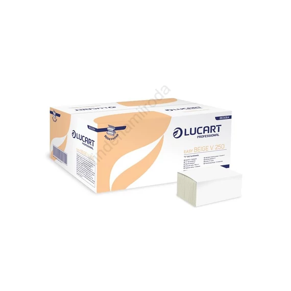 Kéztörlő 1 rétegű V hajtogatású 250 lap/csomag 20 cs/karton Beige Easy Lucart_863064P natúr