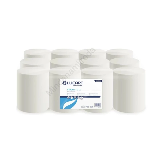 Kéztörlő 1 rétegű tekercses átmérő: 13 cm duda nélküli 12 tekercs/karton Strong Lucart 1.13 CL_861098 hófehér
