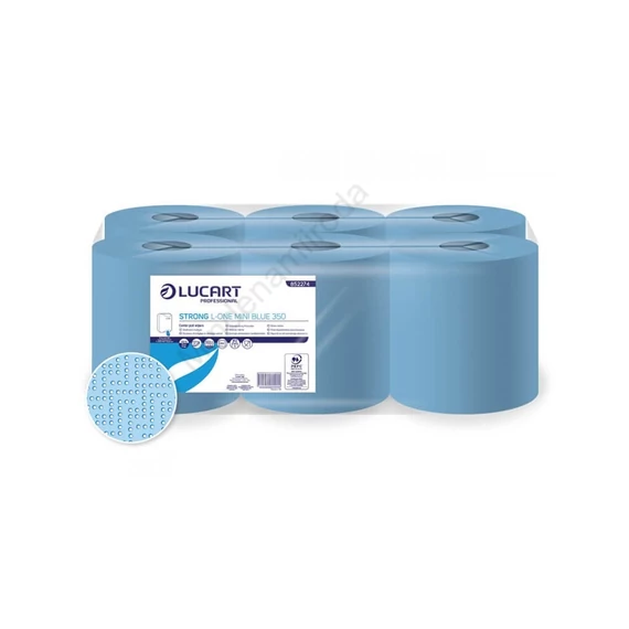 Kéztörlő 2 rétegű tekercses 6 tekercs/karton L-One Mini Strong Blue 350 Lucart_852274A kék