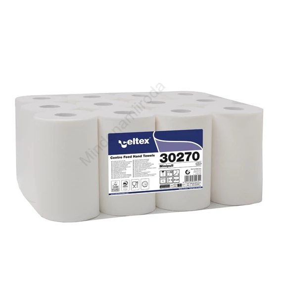 Kéztörlő 2 rétegű tekercses átmérő: 13 cm 100% cellulóz hófehér 12 tekercs/karton Celtex_30270