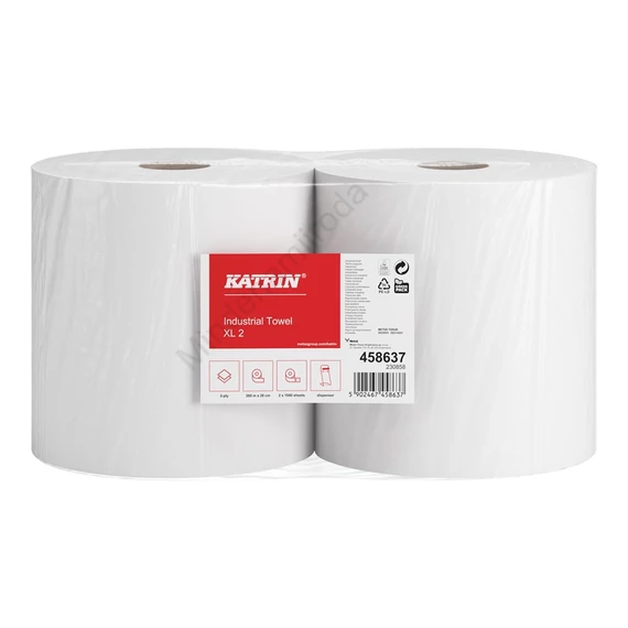 Kéztörlő 2 rétegű tekercses átmérő: 28 cm 2 tekercs/csomag Extra Large Katrin_458637 fehér