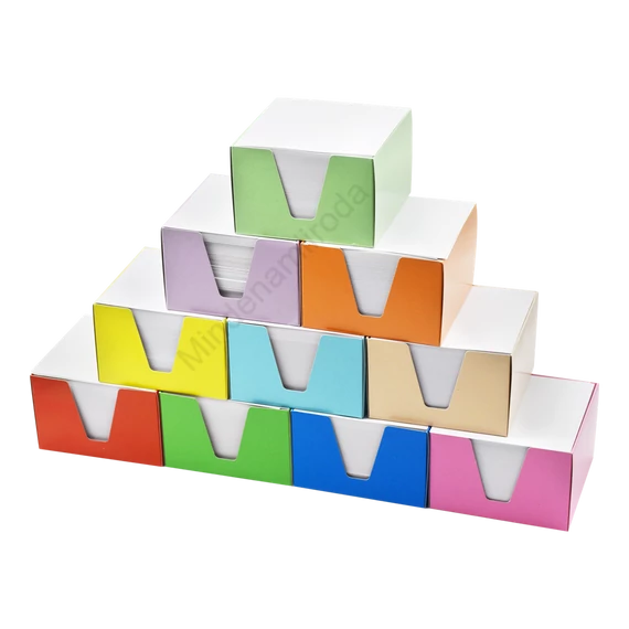 Kockatömb 9x9x6cm, színes karton doboz tartóban Bluering® fehér