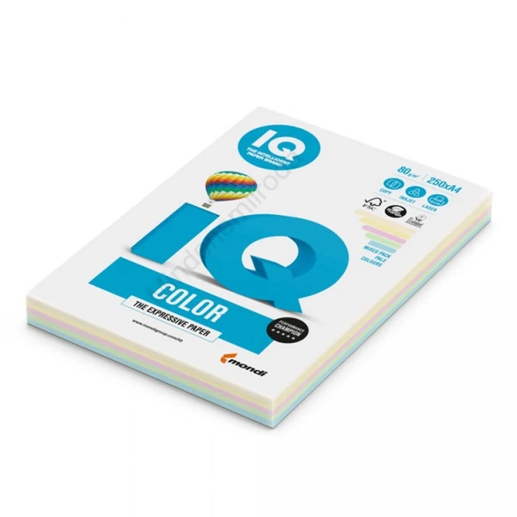 Másolópapír, színes, A4, 80g. vegyes színek IQ 4x25ív/csomag, pasztell, 4 klf. szín