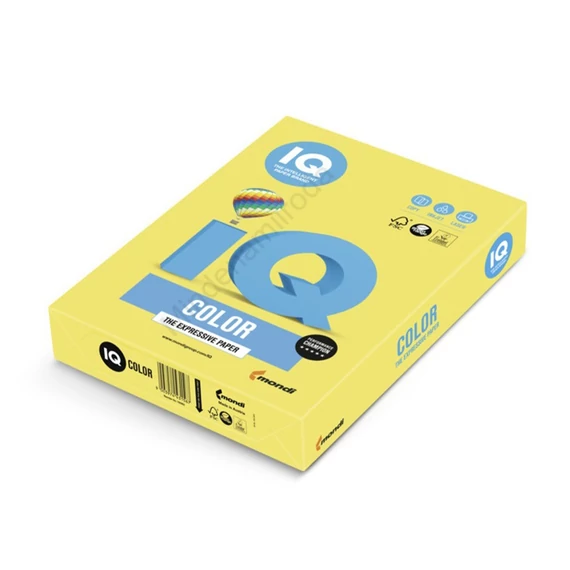 Másolópapír, színes, A4, 80g. IQ ZG34 500ív/csomag, trend citromsárga