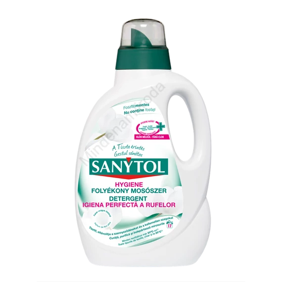 Mosógél 1,65 liter (17 mosás) fehér és színes ruhákhoz Sanytol Hygiene