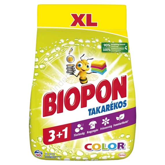 Mosópor 3 kg (50 mosás) színes ruhákhoz Biopon Takarékos Color