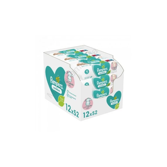 Nedves törlőkendő 12 x 52 lap/doboz Pampers Sensitive