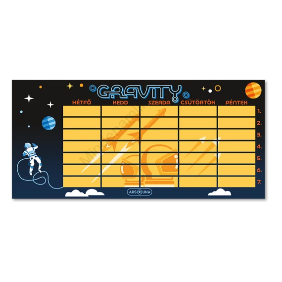 Órarend egylapos fiús, Ars Una GRAVITY 25db/csomag
