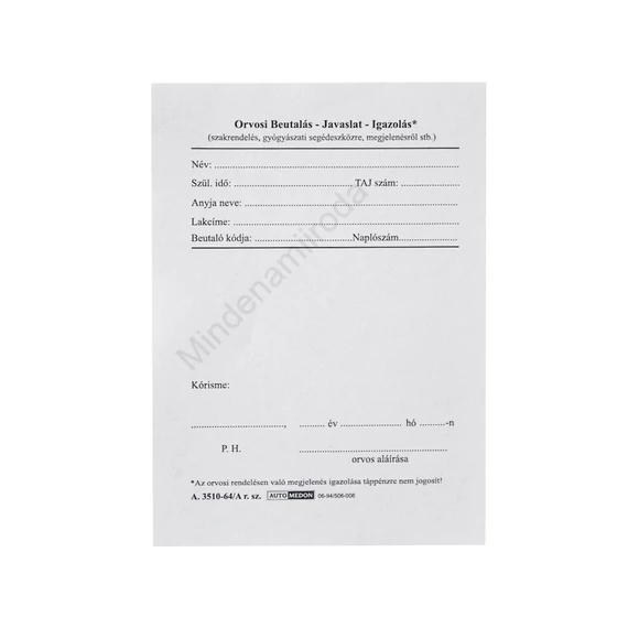 Orvosi beutalás-jav.-ig.  A.3510-64/a