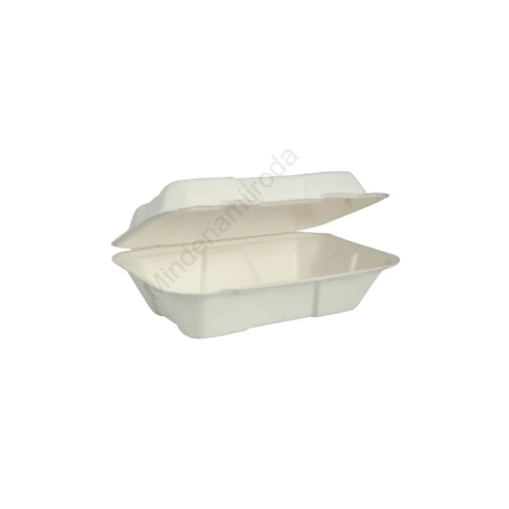 Papírdoboz ételes 1 részes HP2, 18,28 x 13,71 x 6,85 cm komposztálható cukornád 150 db/csomag, natúr