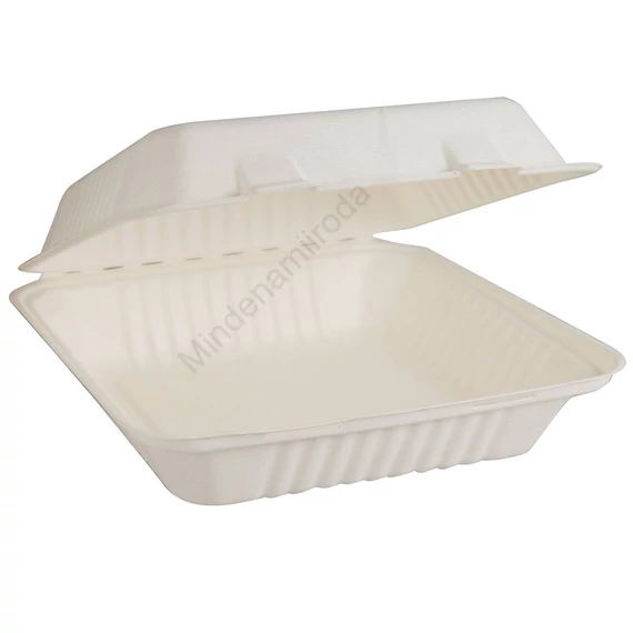 Papírdoboz ételes 1 részes HP3, 22,86 x 15,24 x 8,12 cm komposztálható cukornád 125 db/csomag, natúr