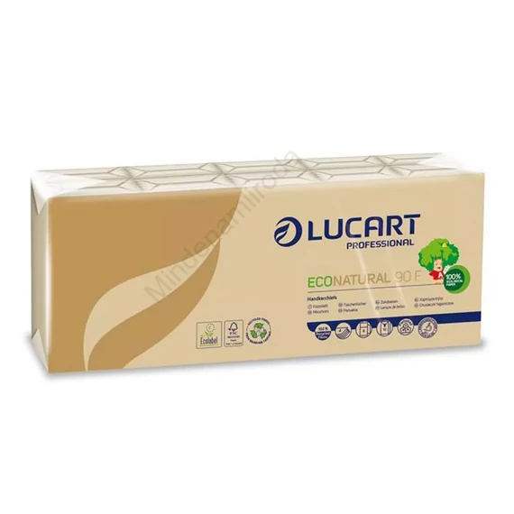 Papírzsebkendő 4 rétegű 9 lap/cs 10 cs/csomag EcoNatural 90 F Lucart_843166J havanna barna