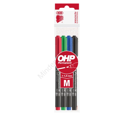 Alkoholos marker készlet, M, OHP Ico, 4 klf.szín