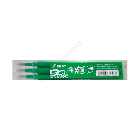 Rollertoll betét golyóméret 0,7mm, 3 db/csom Pilot Frixion Ball, írásszín zöld