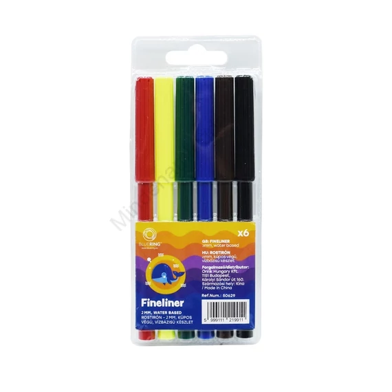 Rostirón kúpos végű, vízbázisú készlet, 1mm, Bluering®, 6 klf. szín, 