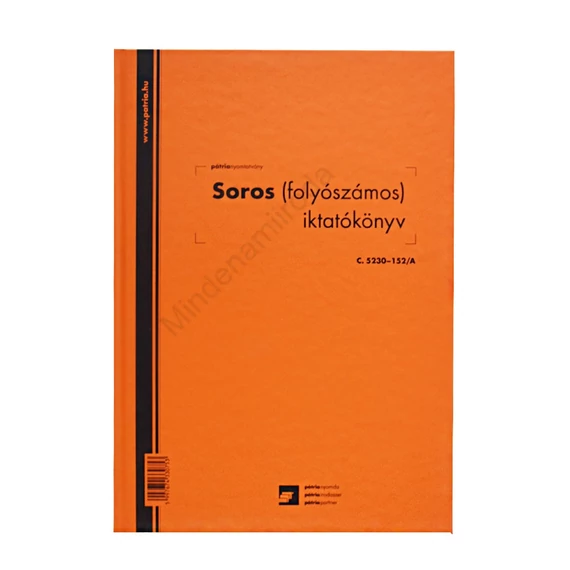 Soros iktatókönyv keményfedeles (folyószámos) A4, álló 100lap, C.5230-152/A