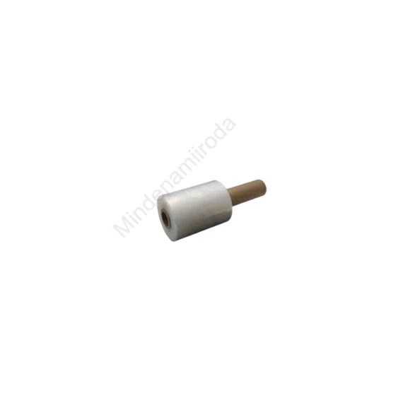 Strechfólia nyújtható, kézi, mini, nyeles 10cm, 23 micron kb. 150 méter, nettó fólia súly 0,32kg ÁTLÁTSZÓ