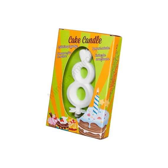 Számgyertya csomagolt 8 fehér