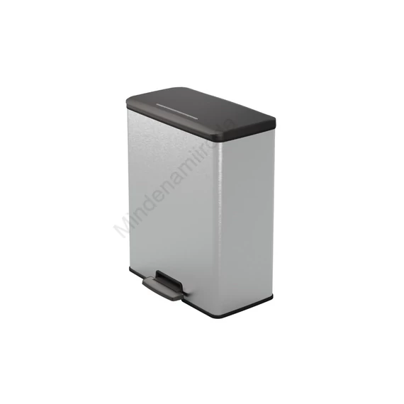 Szemetes kuka pedálos fémhatású műanyag 70 liter literes Fekete/ezüst Deco Bin_Curver