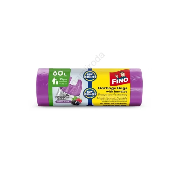 Szemeteszsák köthető füles 60 literes 15 db/tekercs Fino lila