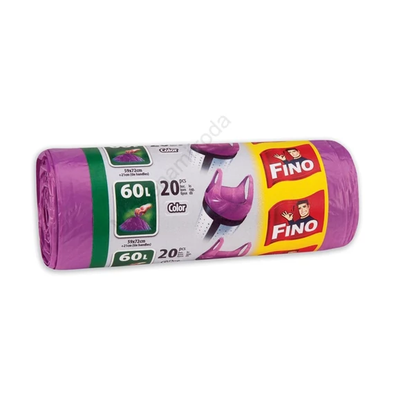 Szemeteszsák köthető füles 60 literes 20 db/tekercs lila Fino