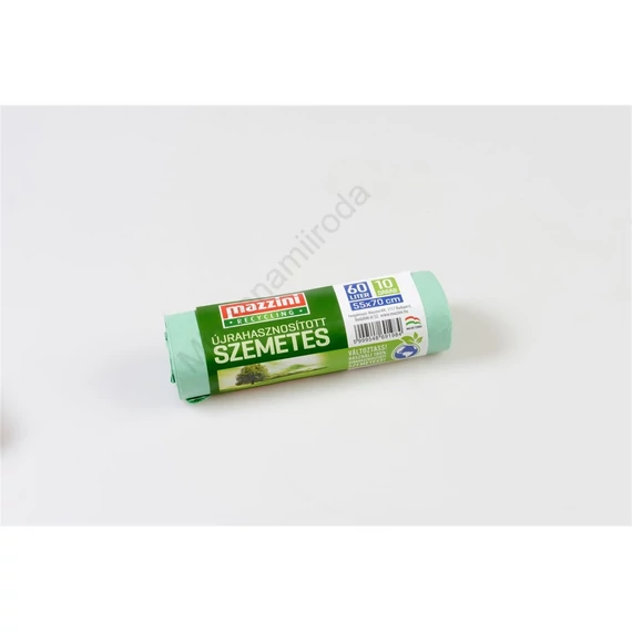 Szemeteszsák újrahasznosított 60 liter 55 x 70 cm 10 db/tekercs Mazzini_zöld