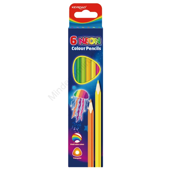 Színes ceruza készlet háromszögletű Keyroad Neon 6 klf. neon szín
