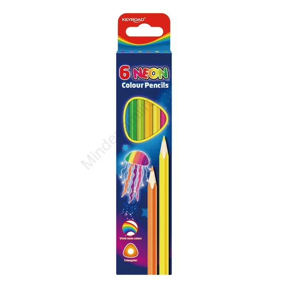 Színes ceruza készlet háromszögletű Keyroad Neon 6 klf. neon szín