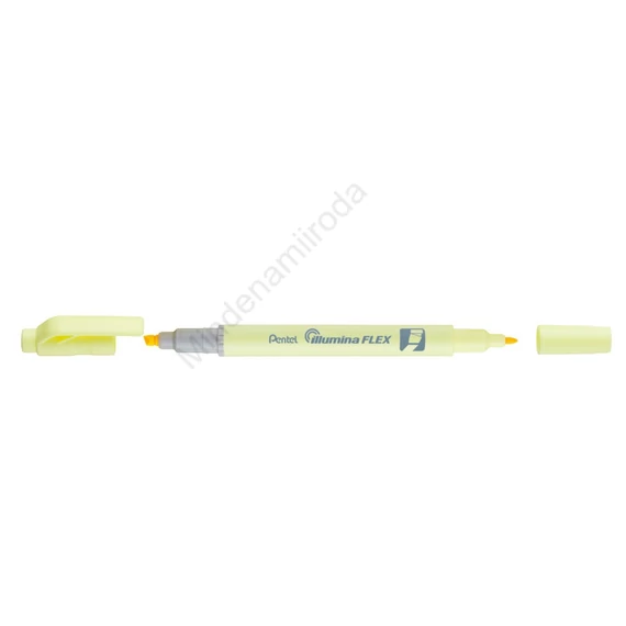 Szövegkiemelő kétvégű 1/3,5mm, vágott és kúphegyű, Pentel pasztell sárga