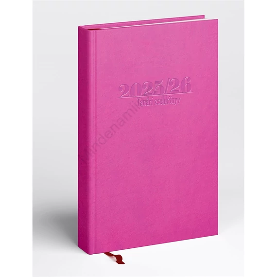 Tanári határidőnapló A5, műbőr 150mmx210mm, fehér lapokkal pink 2025/2026 Realsystem