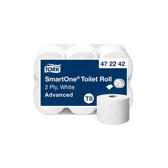 Toalettpapír 2 rétegű laponkénti 1150 lap/tekercs 6 tekercs/karton Advanced Smart One® T8 Tork_472242 fehér