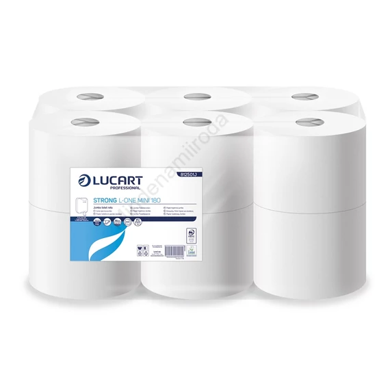 Toalettpapír 2 rétegű közületi átmérő:18,2 cm laponkénti adagolás 12 tek/csom Strong L-One Mini Lucart_812501J hófehér