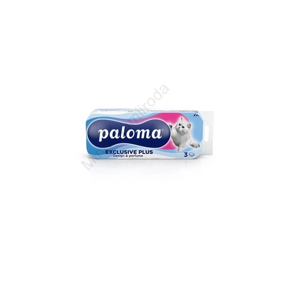 Toalettpapír 3 rétegű 100% cellulóz 150 lap/tekercs 10 tekercs/csomag Exclusive Plus Paloma parfüm