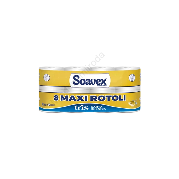 Toalettpapír 3 rétegű kistekercses 100% cellulóz 155 lap/tekercs 8 tekercs/csomag Soavex Maxi Rotoli_Paperdi