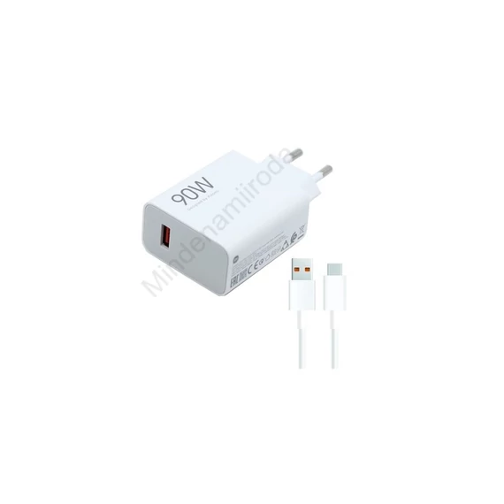 Töltő hálózati XIAOMI HYPERCHARGE COMBO USB aljzat (90W, gyorstöltő + Type-C kábel) fehér
