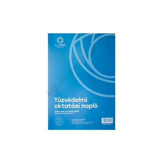 Tűzvédelmi oktatási napló 24lapos A4, álló B.VALL.350 Bluering®