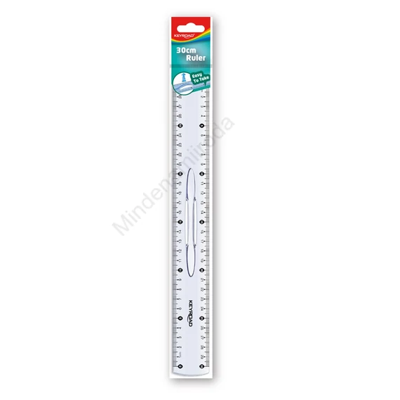 Vonalzó 30 cm, kétoldalt skálázott, fogantyús Keyroad