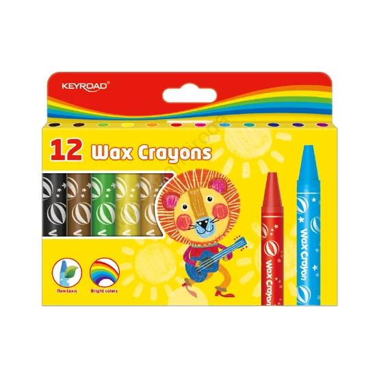 Zsírkréta készlet 14x100mm 12 db/bliszter Keyroad Wax Crayon vegyes színek