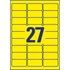 Etikett címke, 63,5 x29,6mm, időjárásálló poliészter, 27 címke/ív, 20 ív/doboz, Avery sárga